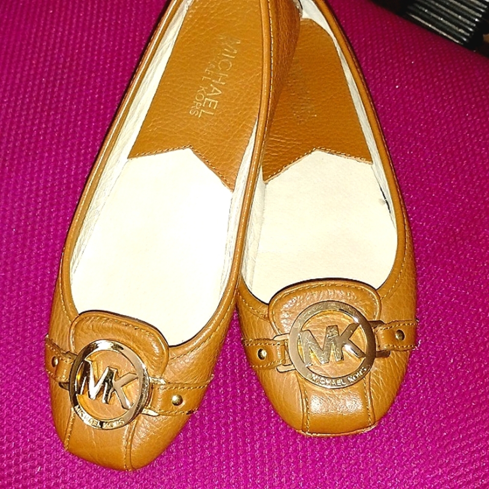 Michael Kors Brown Leather Loafers with Gold Medallion
